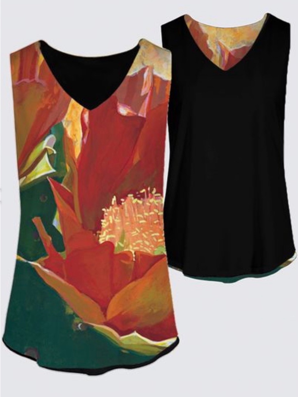 NWT Le Galeriste Red Cactus Blooms Kaplan Tank By Michael Stoyanov Size XL